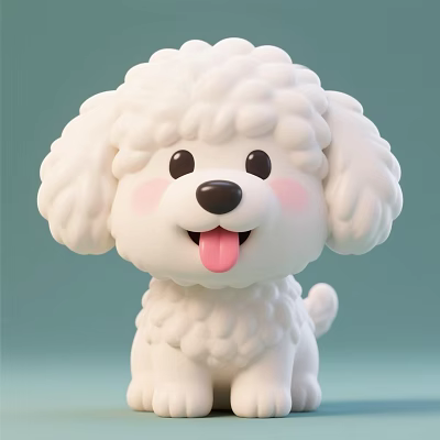 Cute White Curly Fur Plush Puppy Toy with Big Eyes Pink Blush and Tongue Out 3d model Cute White Curly Fur Plush Puppy Toy with Big Eyes Pink Blush and Tongue Out 3d model