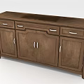 Dark Brown Wooden Entryway Side Cabinet With Drawers And Cabinet Doors Classic Design