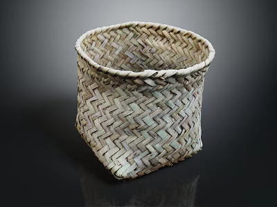 Woven Storage Basket For Home Use With Handmade Square Design And Natural Texture 3d model