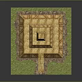 Ancient Square Tower Multi Level Stone Brick Structure With Grass Surrounding And Entrance Steps