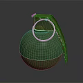Green Military Grenade With Metal Ring And Extended Fuse Design