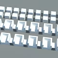 White Storage Cubes Arranged Neatly On Gray Background For Organization 3d model