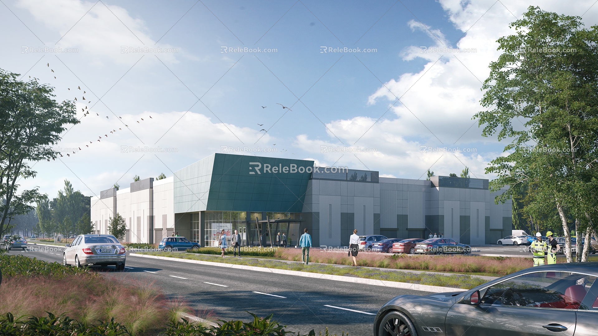 Industrial Plant Foreign Plant Facade R & D Center Industrial Park Industrial Park Road Facilities Traffic Lights 3d model