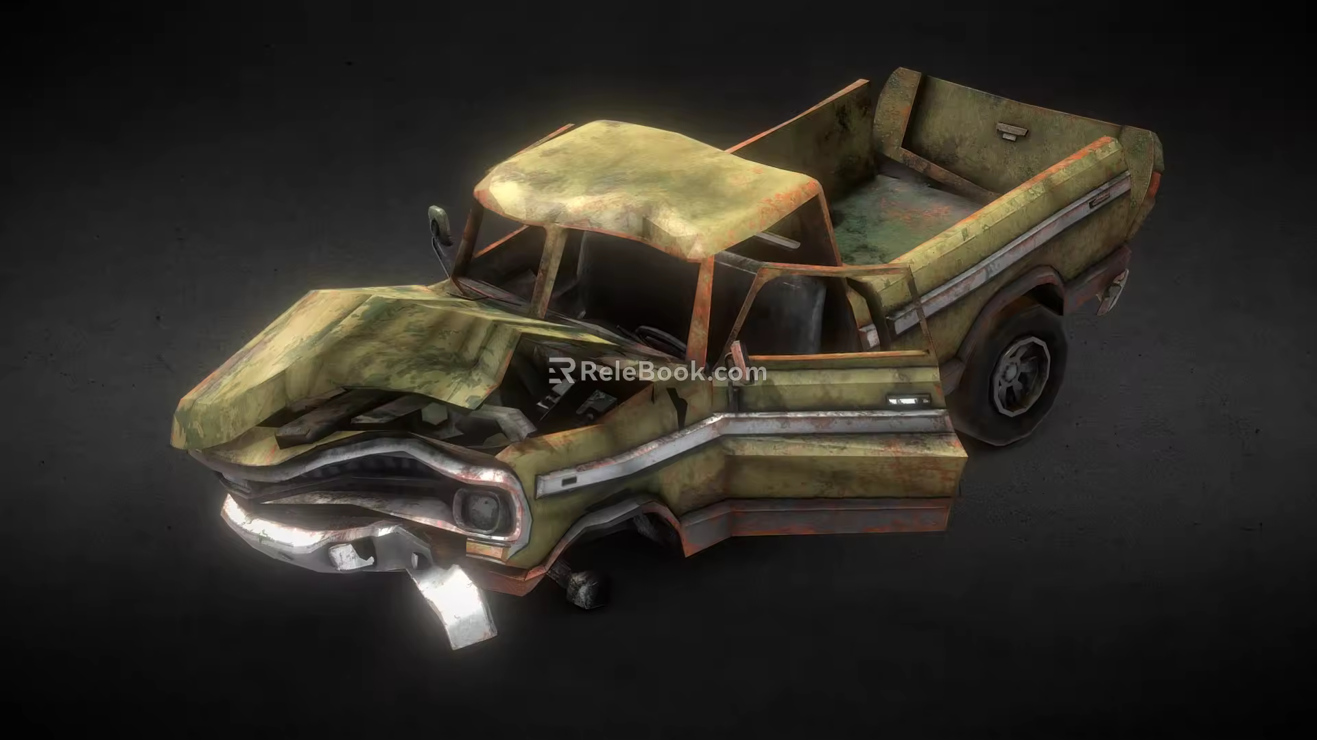 Scrap Pickup Scrap Car Scrap Car Broken Car Broken Car Broken Car Old Pickup Truck Broken Car Low Face Number Low Mold Simple Mold Video Level Super Realistic 3d model