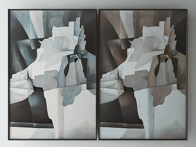 Symmetric Abstract Paintings With Geometric Patterns And Neutral Color Tones For Modern Wall Decor 3d model