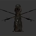 Detailed Armored Cloaked Warriors Holding Spears Back Front View Character Design
