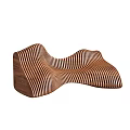 Modern Wooden Public Chair With Wave Design And Striped Texture
