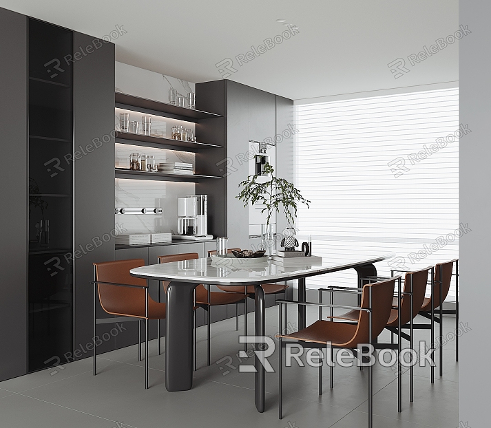 Modern Restaurant Dining Table and Chair Tableware Sideboard Wine Cabinet Single Chair Decorations model