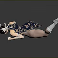 Female Game Anime Character In Traditional Floral Outfit Doing High Kick Dynamic Stance