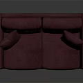 Burgundy Two Seater Sofa With Decorative Cushions And Light Wooden Legs