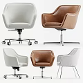 Comfortable Office Chairs With Swivel Wheels Metal Base And White Brown Upholstery Design