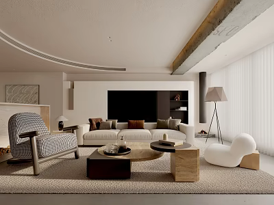 Modern Living Room Interior With Comfortable Sofa Coffee Table And Floor Lamp 3d model