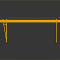 Sturdy Yellow Industrial Crane Structure With Horizontal Beam Supports And Reflective Surface