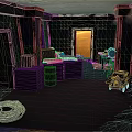 Modern Stone Room Interior With Wooden Crates Blue Barrel Cable Reel And Light From Doorway