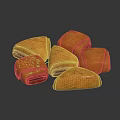 Golden Brown Sesame Topped Pastries Stacked on Black Background as Delicious Baked Snacks