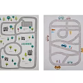 Kids Play Square Carpets with Road House Tree Car Dinosaur Patterns