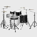 Professional Complete Drum Set Musical Instrument With Cymbals Stands And Black Silver Parts