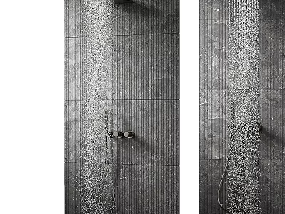Modern Steam Shower With Rainfall And Handheld Sprayers On Gray Tile Wall 3d model