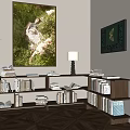 Modern Multi tiered Wooden Bookshelf Interior With Books Artwork And Potted Plant
