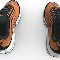 Orange Black Running Shoes with Wave Like Patterns Air Cushion Sole and Yellow Logo