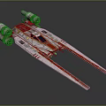 Red And White Starfighter Spaceship With Multiple Engines And Streamlined Design
