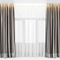 Elegant Gray Curtains With White Sheer Panels For Modern Window Design 3d model