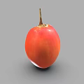 Single Fresh Red Pear Shaped Vegetable with Small Stem on Grey Background 3d model