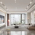 Modern Living Room Interior With Large Window Sofa TV Coffee Table And Decorative Painting