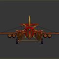 3D Model Of A Stylized Passenger Plane With Vibrant Colors