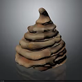 3D Rendered Stacked Reddish Brown Textured Object With Reflective Base and Dark Background