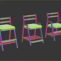 Wooden Chairs With White Cushions Set Of Three For Dining Room