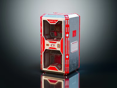 Retro Style Commercial Vending Machine With Red Silver Exterior And Glass Doors 3d model
