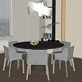 Modern Dining Table and Chair Combination Round Dining Table Metal Dining Table and Chair Ornaments 3d model