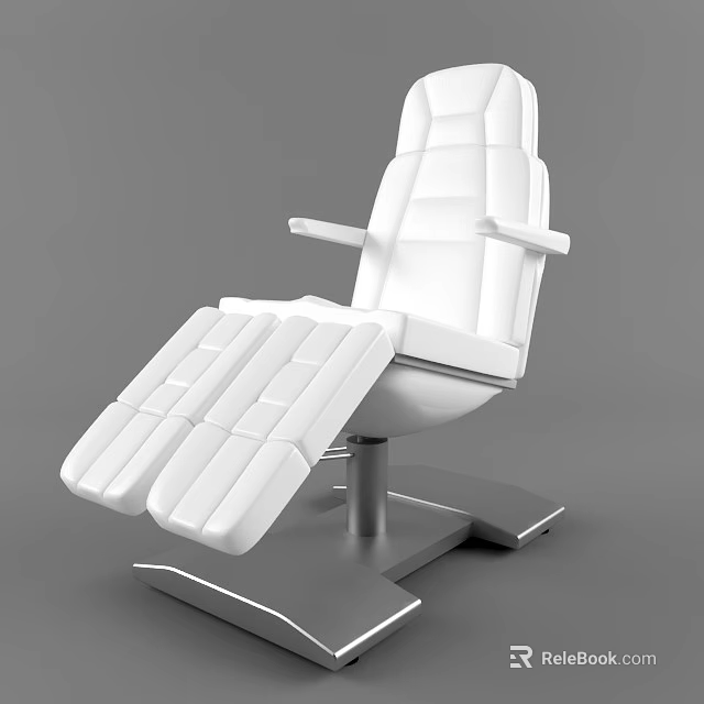 Modern White Leather Reclining Chair With Adjustable Footrest And Metal Base 3d model 
