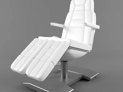 Modern White Leather Reclining Chair With Adjustable Footrest And Metal Base 3d model