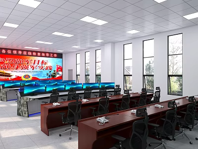 Command center console wooden bar table camouflage force combat center deployment center console dispatching room 3d model