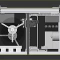 Industrial Machine With Transparent Glass Enclosure And Internal Mechanical Components System