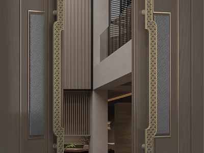 Brass Door Handle With Intricate Filigree Design For Modern Home Interior Wooden Door 3d model