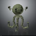 Green Alien Robot Character With Multi Jointed Legs And Big Eyes Mechanical Creature 3d model