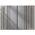 Modern Elegant Beige Wall Paneling Design With Metal Accent Strips And Framed Panels