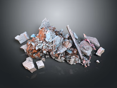 Modern Scrap Metal And Stone Debris Pile With Mixed Colors In Industrial Setting 3d model