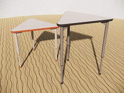 Orange And Black Triangular Side Tables With Metal Legs And Smooth Tabletop 3d model