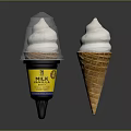 7 Eleven Ice Cream Cone And Cup With White Lid And Golden Logo
