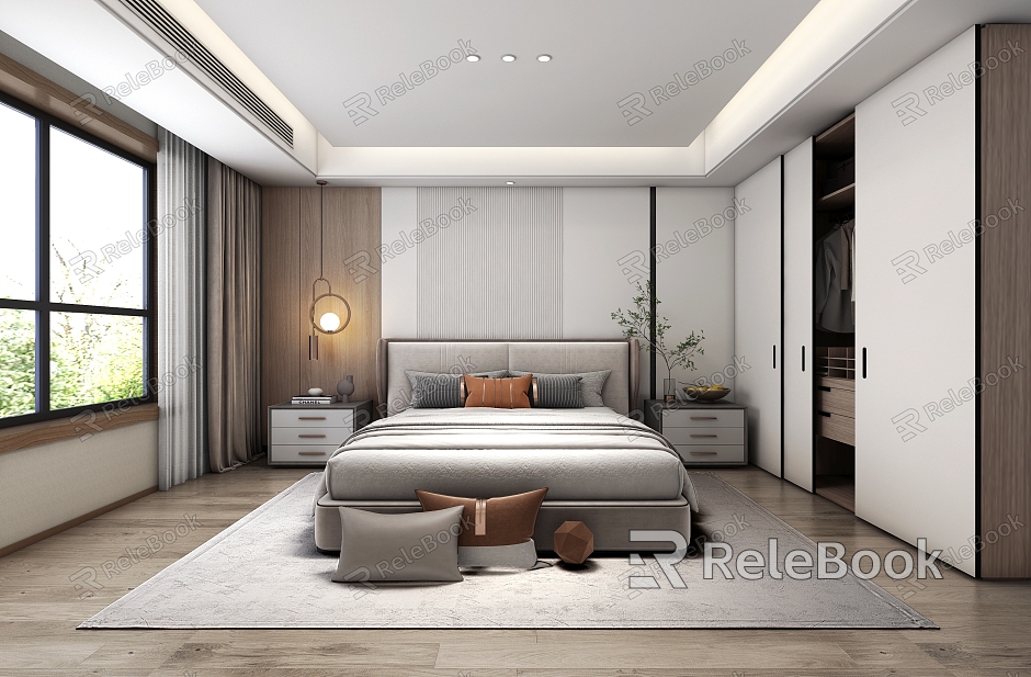 New Chinese Style Simple Bedroom Combination model