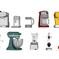Modern Kitchen Appliances Collection With Coffee Makers Blenders Juicers And Mixers
