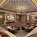 Luxury KTV Interior Design With Comfortable Sofas Coffee Tables And TV Screen 3d model