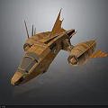 Futuristic Brown Interstellar Spaceship 3D Model With Detailed Wings And Engines