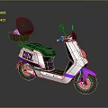 Electric Duren Scooter With White Purple Body And Black Seat Modern Design