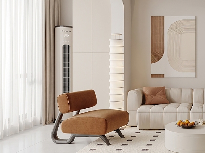 Leisure Chair Air Conditioning Single Sofa Side Table Corner Table Floor Lamp Simple Living Room F038 3d model