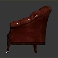Elegant Red Classical Sofa With Ornate Carved Wooden Legs And Armrests